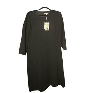 BURBERRY LONDON CLASSIC BLACK WITH 3/4 SLEEVES MIDI DRESS SZ 14 OR 48